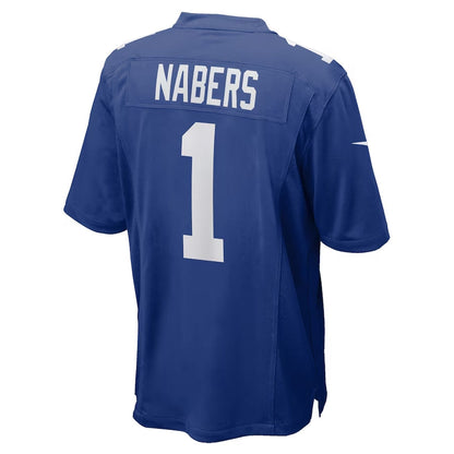 NY.Giants #1 Malik Nabers 2024 Draft First Round Pick Player Game Jersey - Royal American Football Jerseys - Main View
