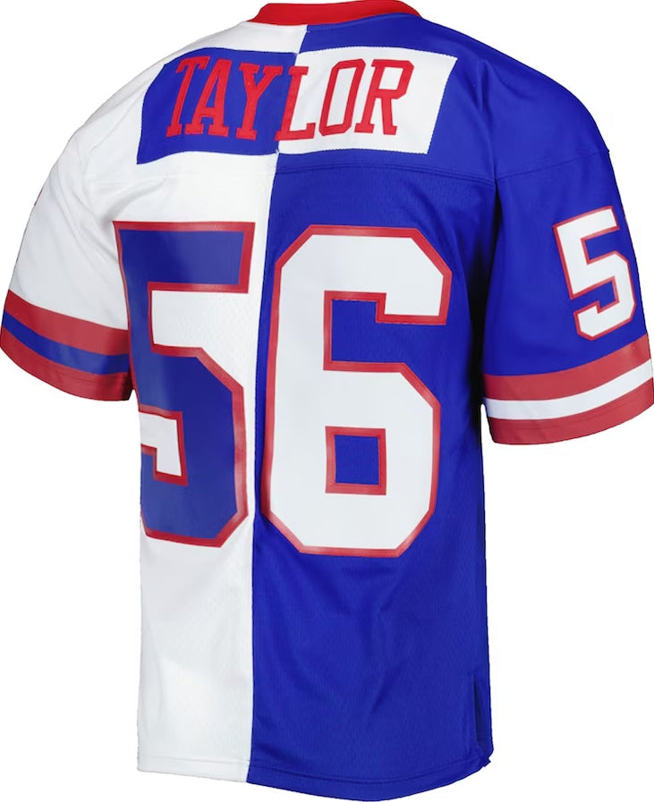 NY.Giants #56 Lawrence Taylor Mitchell Ness 1986 Split Legacy Replica Jersey - RoyalWhite American Football Jerseys - Main View