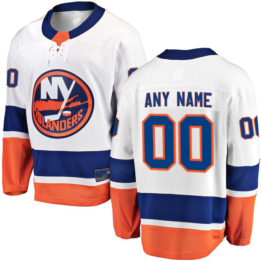 Custom NY.Islanders Fanatics Branded Away Breakaway Jersey White Stitched American Hockey Jerseys - Main View