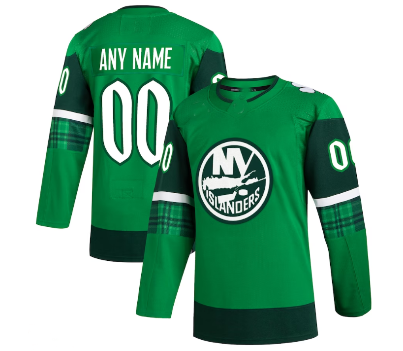 NY.Islanders 2023 St. Patrick's Day Primegreen Authentic Custom Jersey - Kelly Green Stitched American Hockey Jerseys - Main View