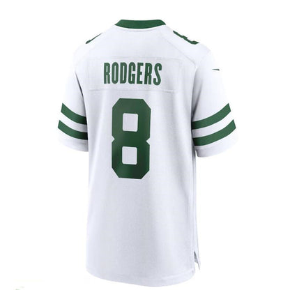 NY.Jets #8 Aaron Rodgers White Legacy Player Game Jersey Stitched American Football Jerseys - Main View