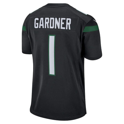 NY.Jets #1 Ahmad Sauce Gardner Black 2022 Draft First Round Pick Game Jersey Stitched American Football Jerseys - Main View