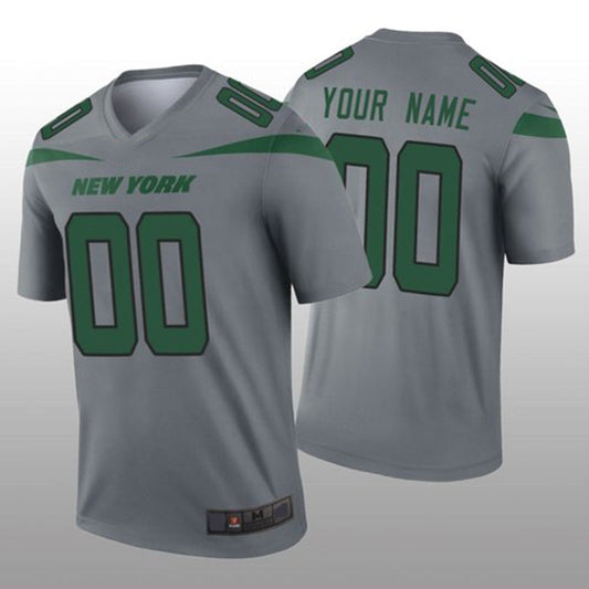 Custom NY.Jets Gray Inverted Legend Jersey American Stitched Jersey Football Jerseys - Main View