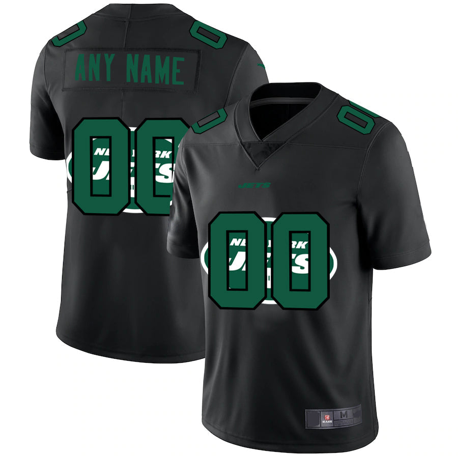 Custom NY.Jets Team Logo Dual Overlap Limited Jersey Black American Stitched Jersey Football Jerseys - Main View