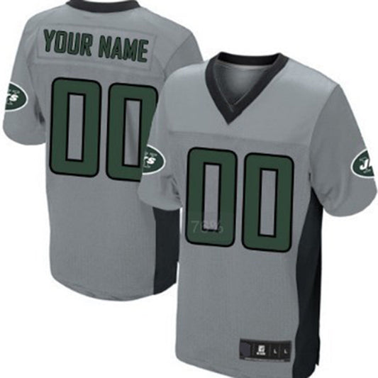 Custom NY.Jets Gray Shadow Elite Jersey American Stitched Jersey Football Jerseys - Main View