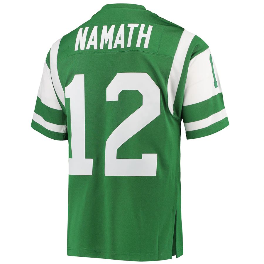 NY.Jets #12 Joe Namath Mitchell & Ness Green Authentic Retired Player Jersey Stitched American Football Jerseys - Main View