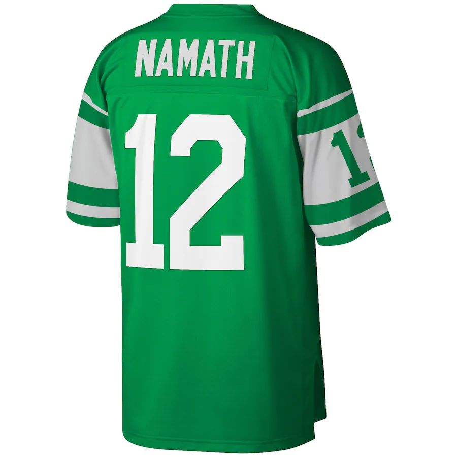 NY.Jets #12 Joe Namath Mitchell & Ness Kelly Green Legacy Replica Jersey Stitched American Football Jerseys - Main View
