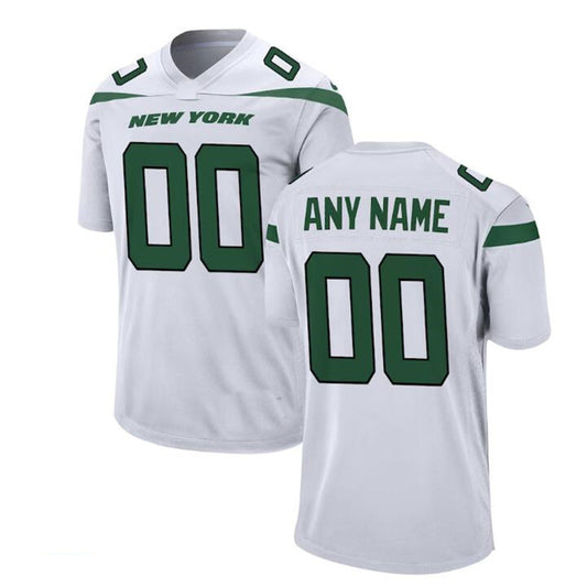 Custom NY.Jets White Game Jersey Stitched Jersey Football Jersey - Main View