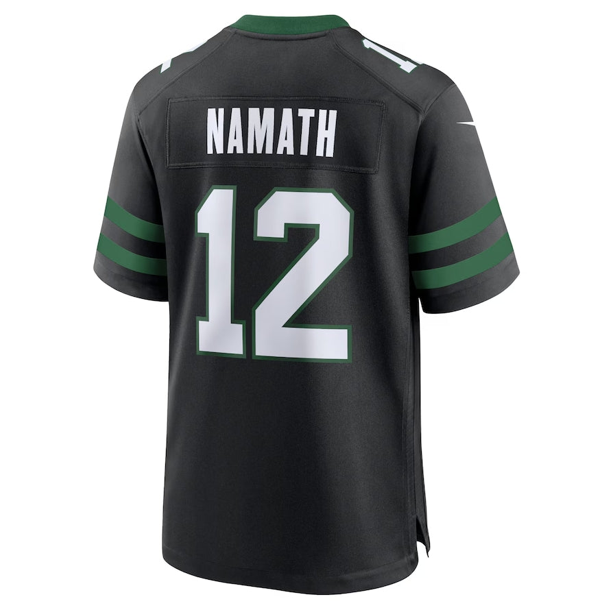 NY.Jets #12 Joe Namath Alternate Retired Player Game Jersey - Legacy Black American Football Jerseys - Main View