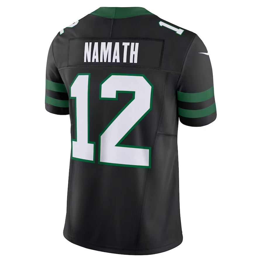 NY.Jets #12 Joe Namath Alternate Vapor F.U.S.E. Limited Jersey - Legacy Black American Football Jerseys - Main View
