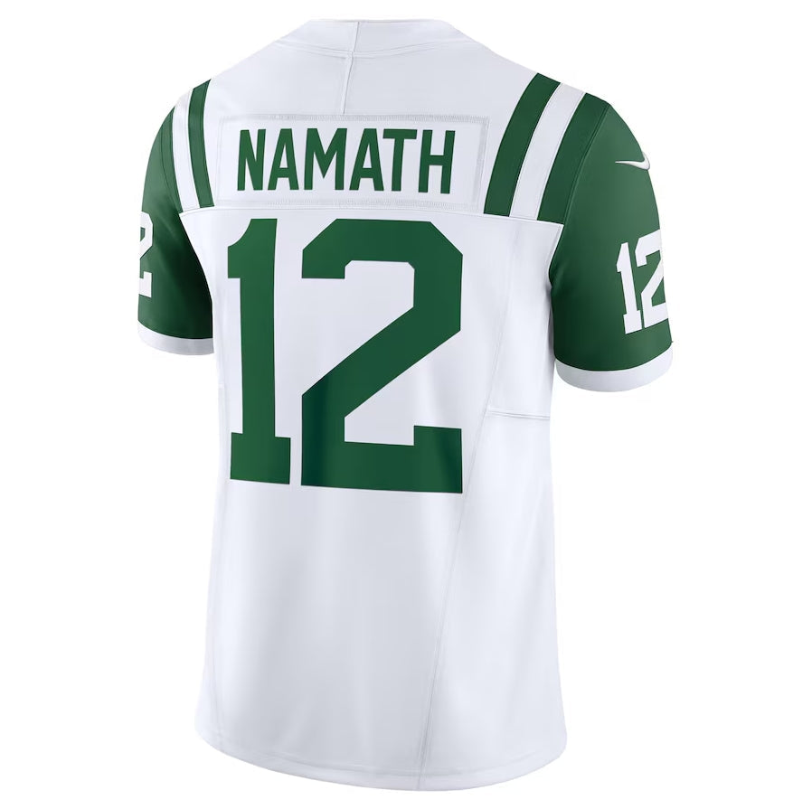 NY.Jets #12 Joe Namath Classic Alternate Vapor F.U.S.E. Retired Player Limited Jersey - White American Football Jerseys - Main View