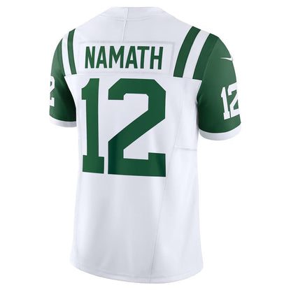 NY.Jets #12 Joe Namath Classic Alternate Vapor F.U.S.E. Retired Player Limited Jersey - White American Football Jerseys - Main View