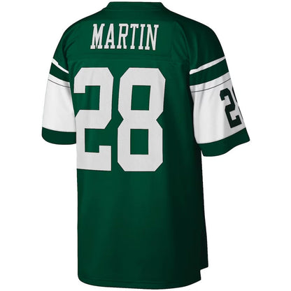 New York Jets #28 Curtis Martin Mitchell & Ness Legacy Replica Jersey - Green American Football Jerseys - Main View