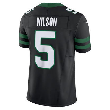 NY.Jets #5 Garrett Wilson Alternate Vapor F.U.S.E. Limited Jersey - Legacy Black American Football Jerseys - Main View