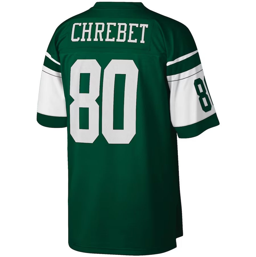 New York Jets #80 Wayne Chrebet Mitchell & Ness Legacy Replica Jersey - Green American Football Jerseys - Main View
