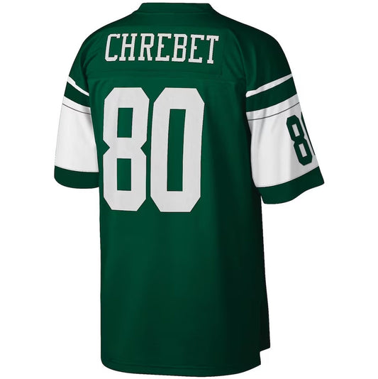 New York Jets #80 Wayne Chrebet Mitchell & Ness Legacy Replica Jersey - Green American Football Jerseys - Main View
