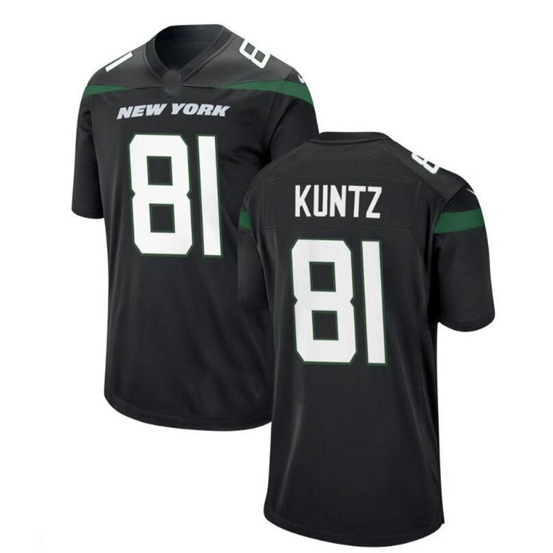 NY.Jets #81 Zack Kuntz Game Jersey - Black Stitched American Football Jerseys - Main View