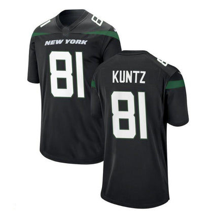 NY.Jets #81 Zack Kuntz Game Jersey - Black Stitched American Football Jerseys - Main View