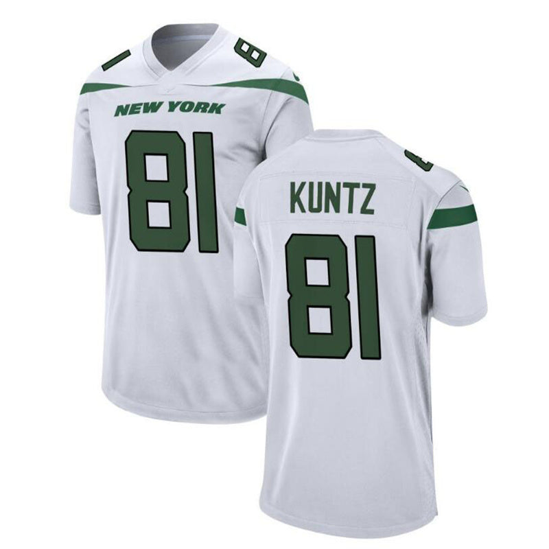 NY.Jets #81 Zack Kuntz Game Jersey - White Stitched American Football Jerseys - Main View