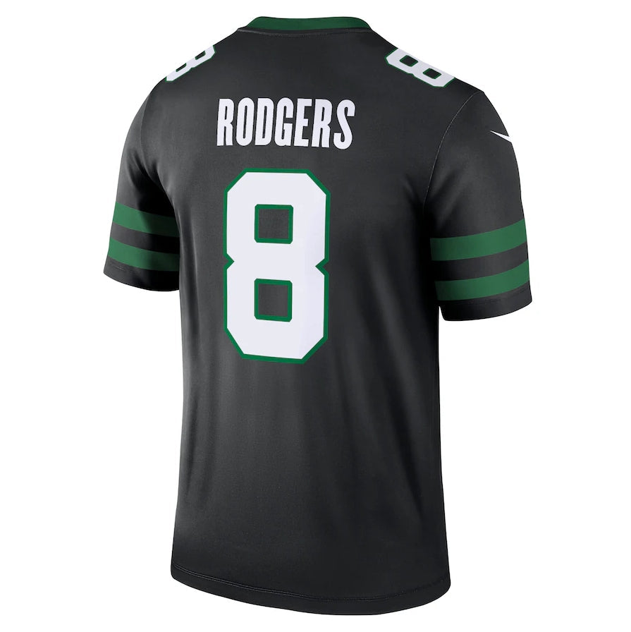 NY.Jets #8 Aaron Rodgers Alternate Legend Jersey - Legacy Black American Football Jerseys - Main View