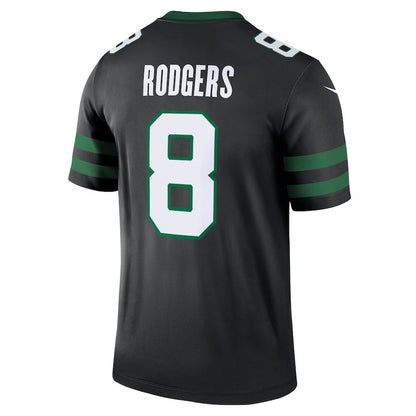 NY.Jets #8 Aaron Rodgers Alternate Legend Jersey - Legacy Black American Football Jerseys - Main View
