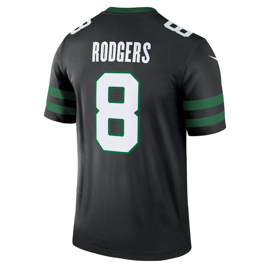 NY.Jets #8 Aaron Rodgers Alternate Legend Jersey - Legacy Black American Football Jerseys - Main View