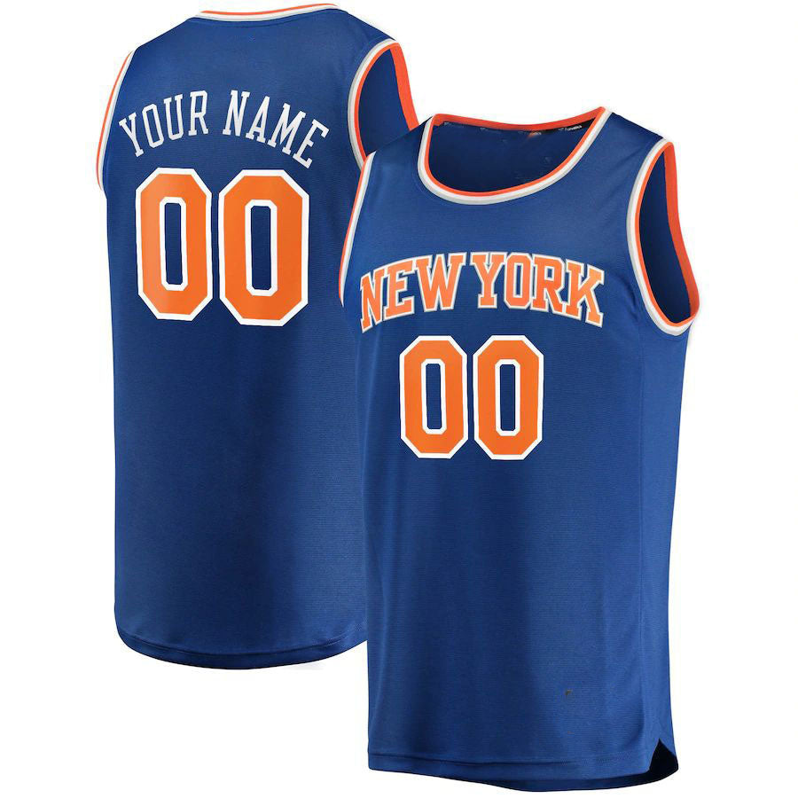 Custom NY.Knicks Fanatics Branded  Fast Break Replica Jersey Blue Icon Edition Stitched Basketball Jersey - Main View