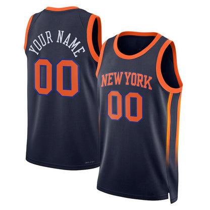 Custom NY.Knicks Jordan Brand Unisex 2022-23 Swingman Jersey Statement Edition Navy Stitched Basketball Jersey - Main View