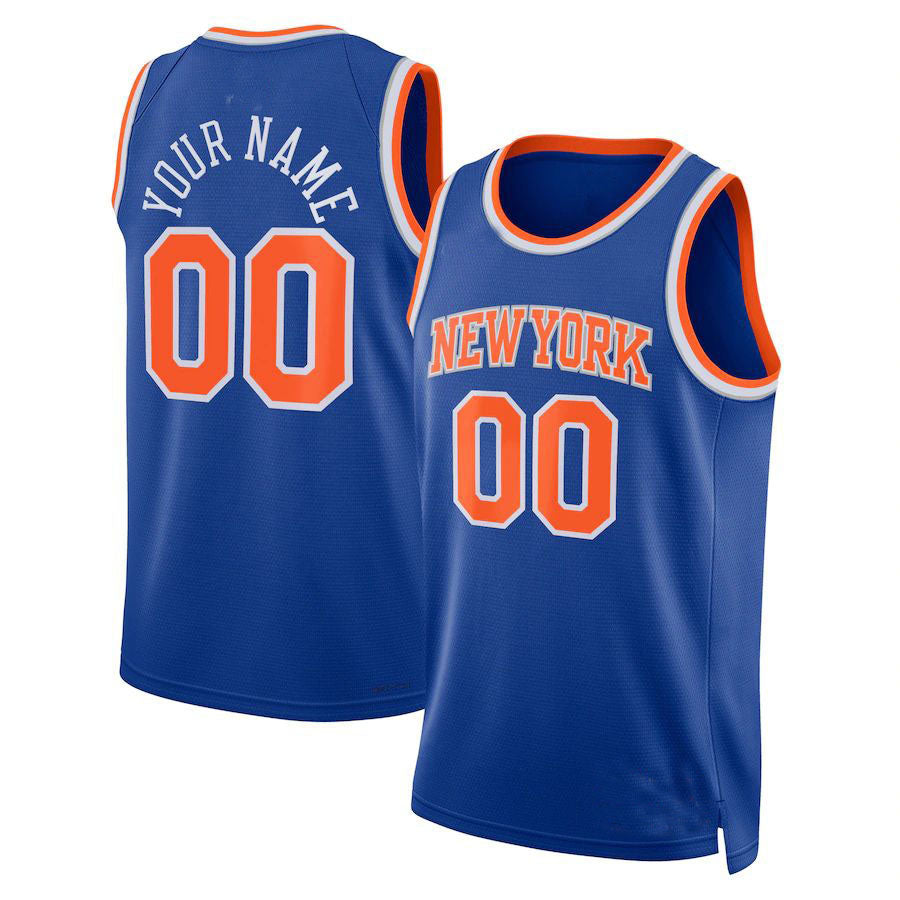 Custom NY.Knicks Unisex 2022-23 Swingman  Jersey Icon Edition Blue Stitched Basketball Jersey - Main View