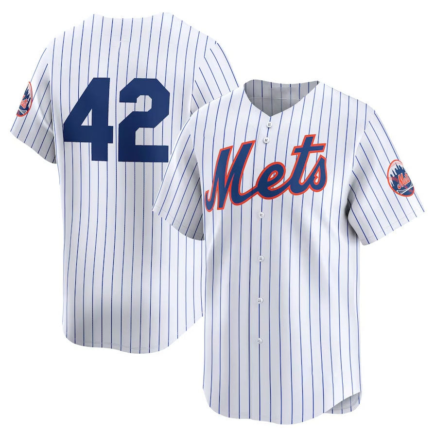 New York Mets 2024 #42 Jackie Robinson Day Home Limited Jersey – White Stitches Baseball Jerseys - Main View