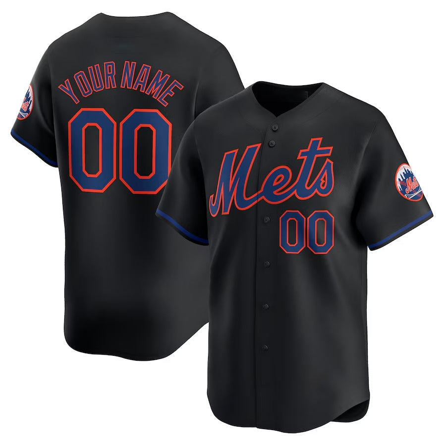 New York Mets Black Alternate Limited Custom Jersey Baseball Jerseys - Main View