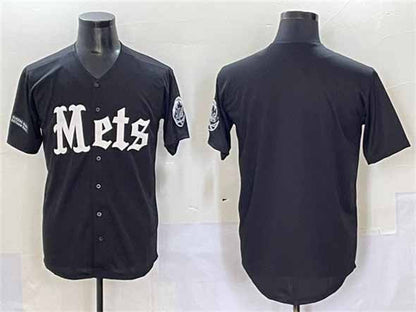 New York Mets Blank Black 'Gotham Gothic Edition' Vapor Premier Limited Stitched Baseball Jersey - Main View
