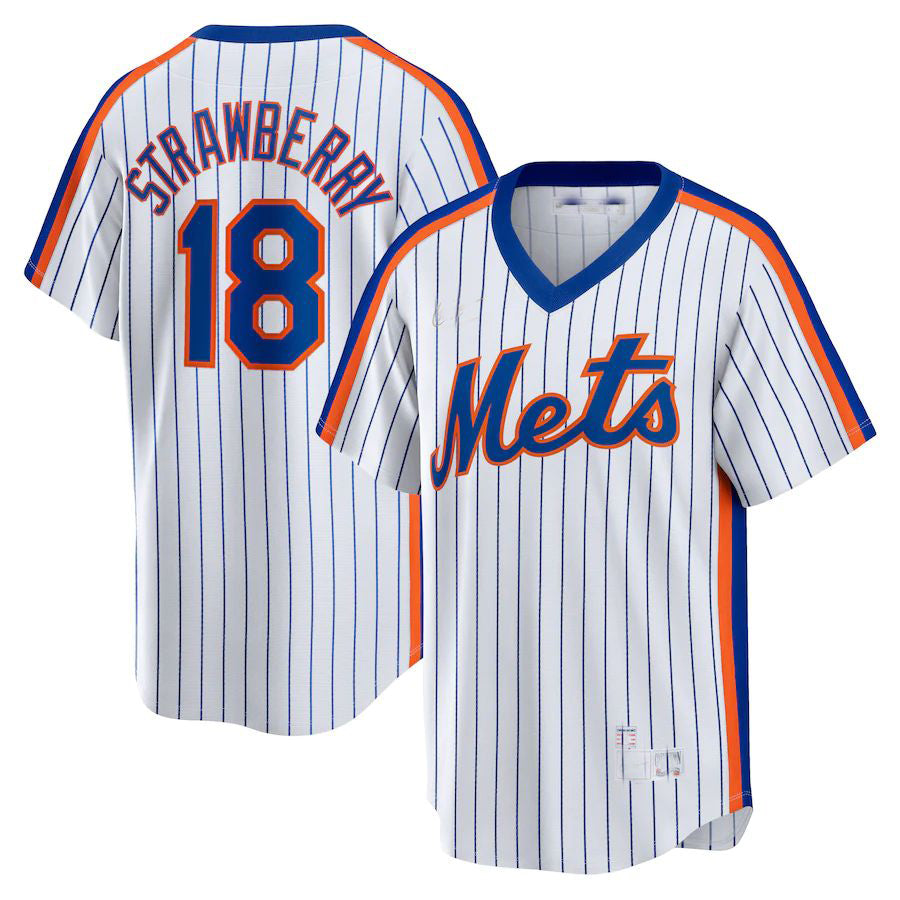New York Mets #18 Darryl Strawberry  White Home Cooperstown Collection Player Jersey Baseball Jerseys - Main View