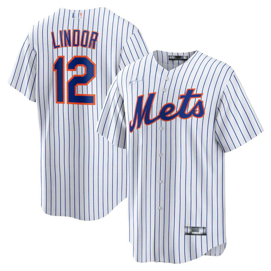 New York Mets #12 Francisco Lindor White Home Replica Player Jersey Baseball Jerseys - Main View
