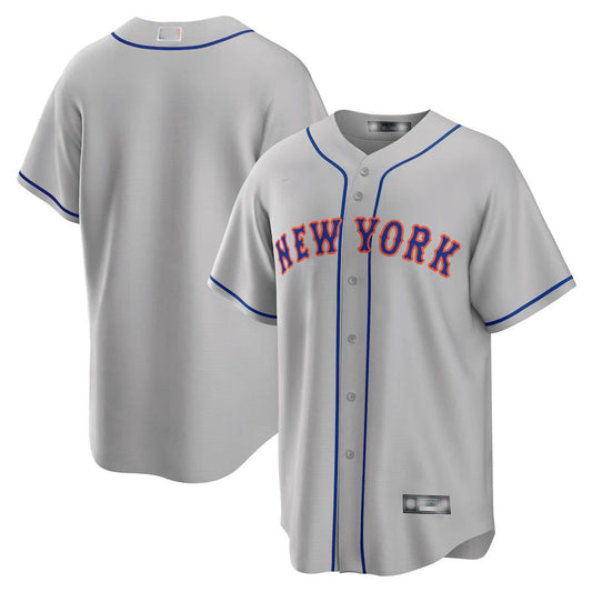 New York Mets Gray Road Replica Team Jersey Baseball Jerseys - Main View