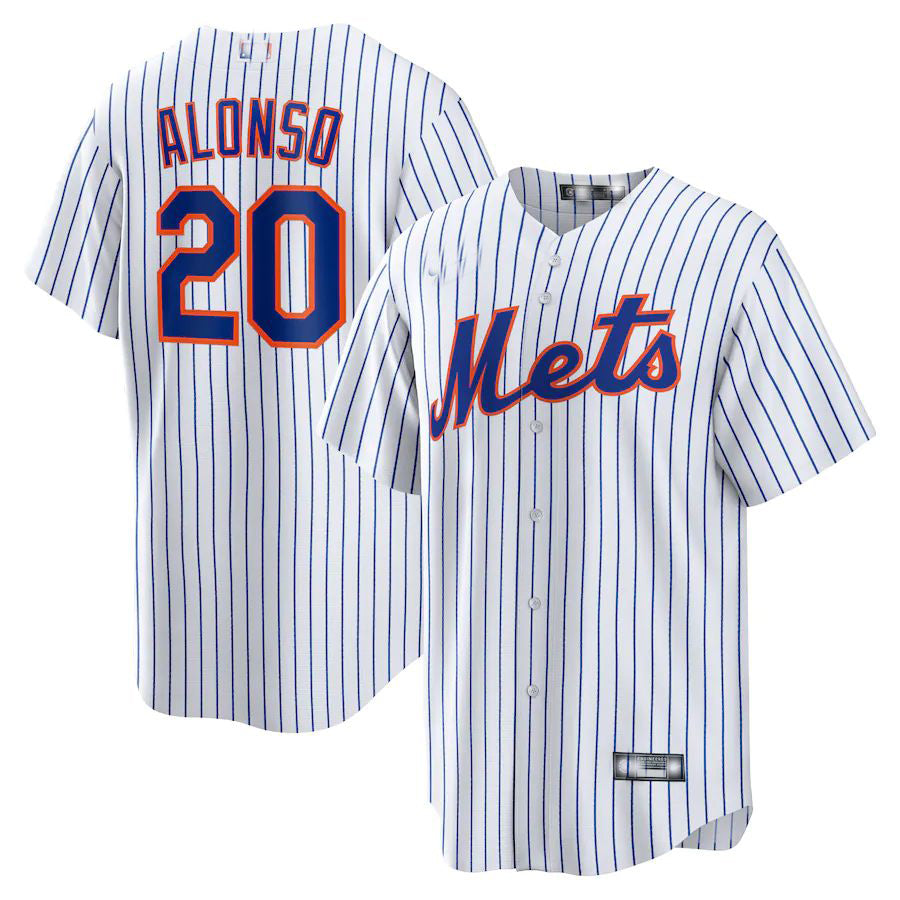 New York Mets #20 Pete Alonso White Home Replica Player Name Jersey Baseball Jerseys - Main View