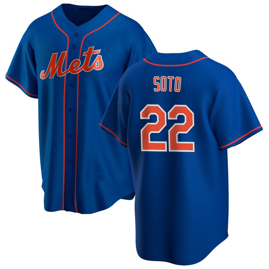 New York Mets #22 Juan Soto Home Replica Player Jersey - Royal Stitched Baseball Jersey - Main View