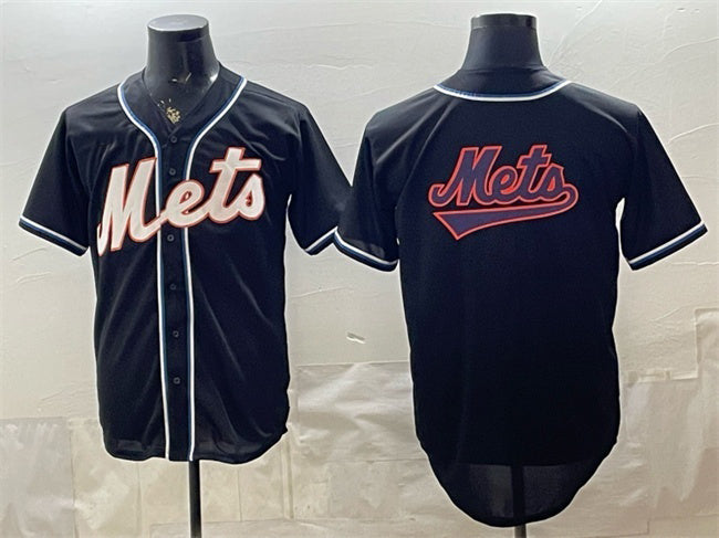 New York Mets Team Big Logo 2026 Fashion Replica Black Out Stitched Jersey - Main View