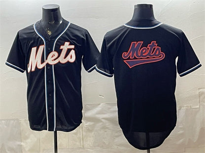 New York Mets Team Big Logo 2026 Fashion Replica Black Out Stitched Jersey - Main View