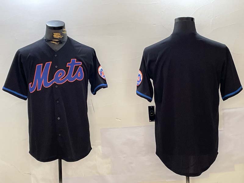New York Mets Team Big Logo Graphite 2024 City Connect Limited Stitched Baseball Jersey - Main View