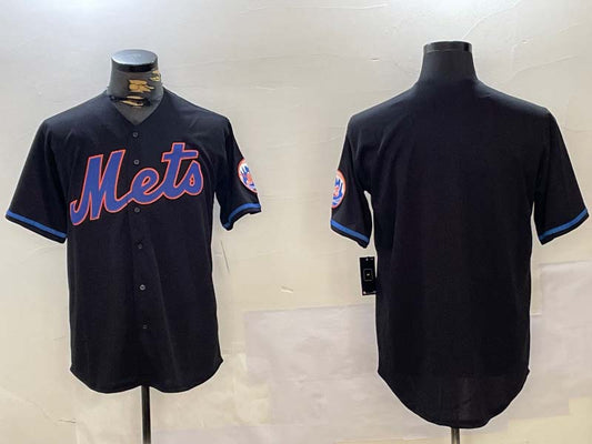 New York Mets Team Big Logo Graphite 2024 City Connect Limited Stitched Baseball Jersey - Main View