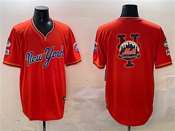 New York Mets Team Big Logo Orange 2025 Spring Training Stitched Baseball Jersey - Main View