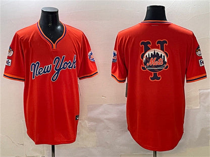 New York Mets Team Big Logo Orange 2025 Spring Training Stitched Baseball Jersey - Main View