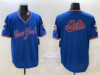New York Mets Team Big Logo Royal 2025 Spring Training Stitched Baseball Jersey - Main View