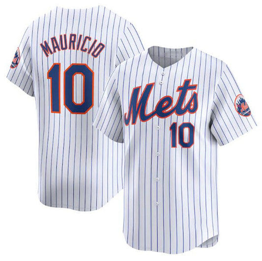 New York Mets #10 Ronny Mauricio White 2024 Home Limited Stitched Baseball Jersey - Main View