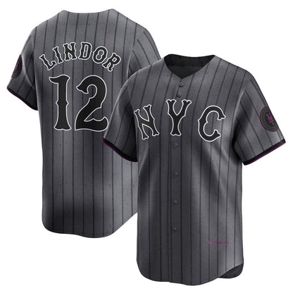 New York Mets #12 Francisco Lindor Graphite 2024 City Connect Limited Player Jersey Baseball Jerseys - Main View