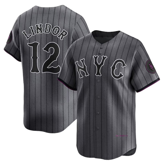 New York Mets #12 Francisco Lindor Graphite 2024 City Connect Limited Player Jersey Baseball Jerseys - Main View