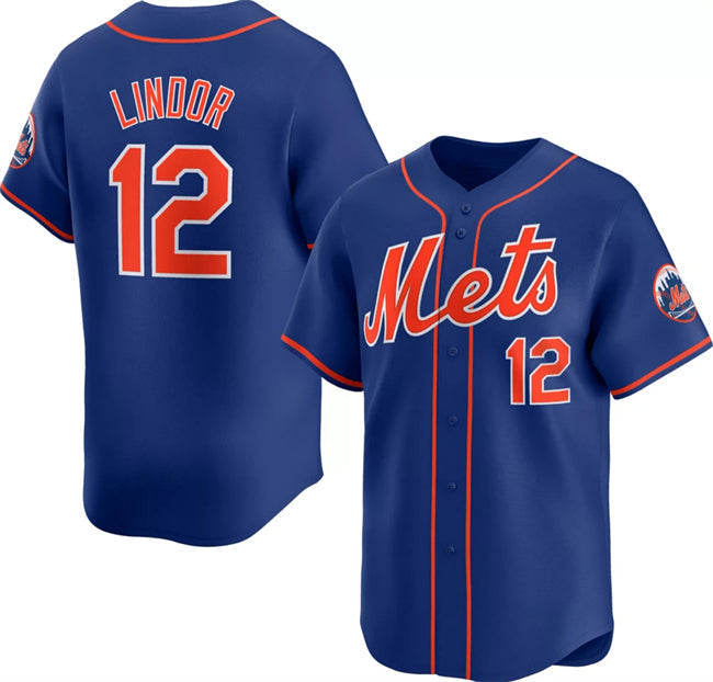 New York Mets #12 Francisco Lindor Royal 2024 Alternate Limited Stitched Baseball Jersey - Main View