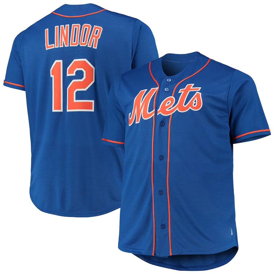 New York Mets #12 Francisco Lindor Royal Big & Tall Replica Player Jersey Baseball Jerseys - Main View