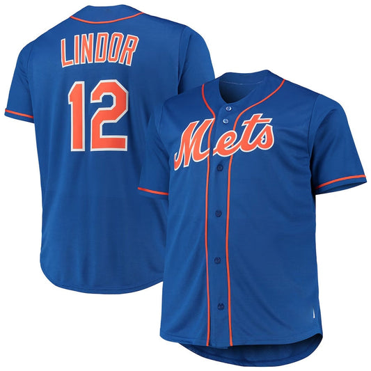 New York Mets #12 Francisco Lindor Royal Big & Tall Replica Player Jersey Baseball Jerseys - Main View